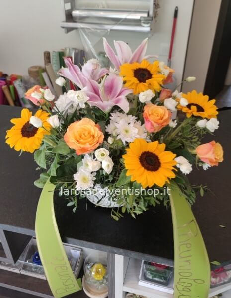 Cesto funebre colorato misto