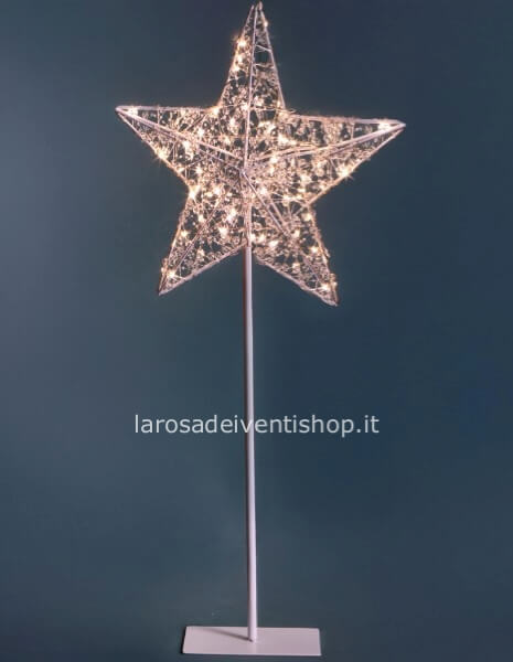 Piedistallo in metallo con stella trasparente con 150 led - Piccola h 76 cm